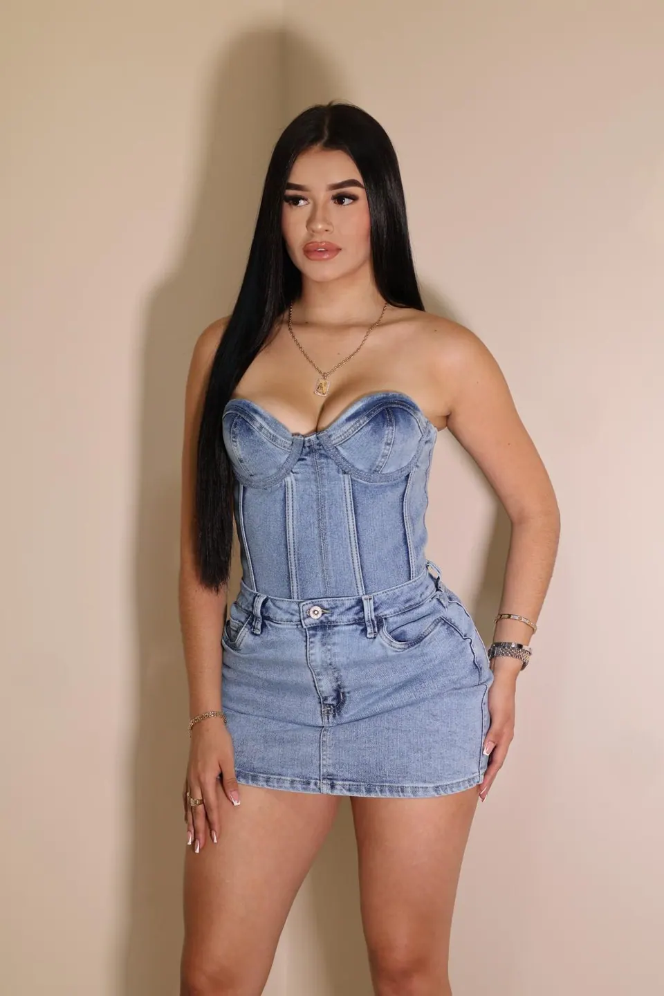 Set falda jean corset
