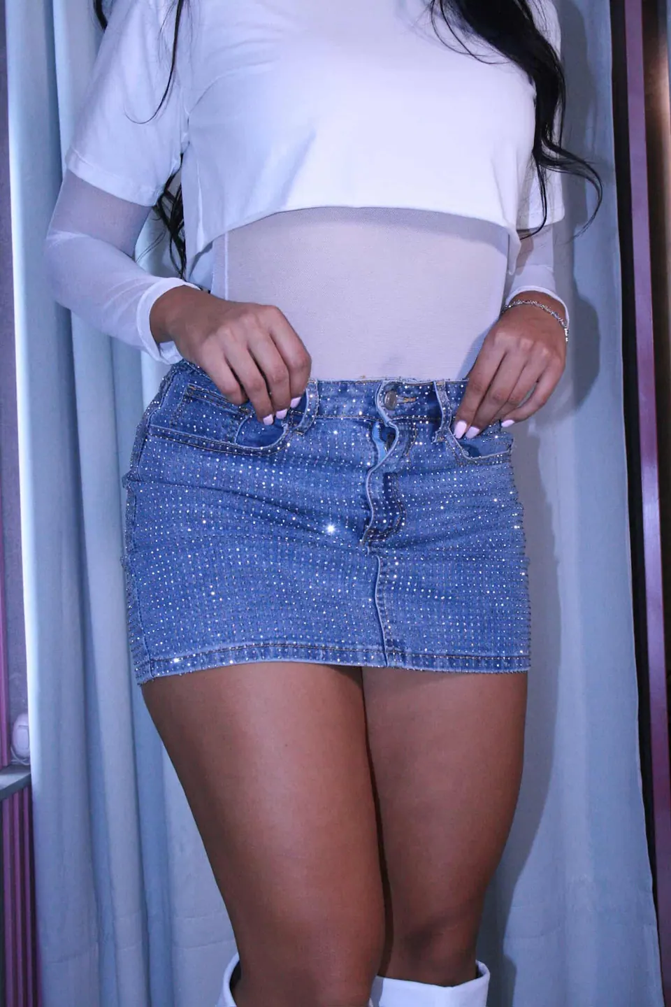 Falda brillos americana sesee